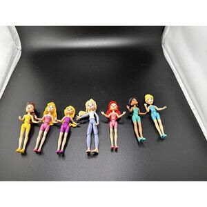 Polly Pocket Disney Princess Magic‎ Clip Dolls Lot 7 Belle Elsa Cinderella Ariel